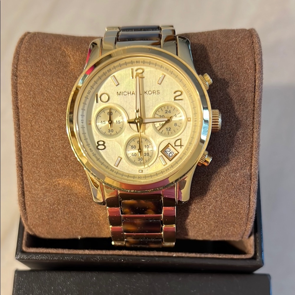 Michael Kors Gold and Tortoise Shell Women's Watch